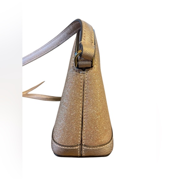 Kate Spade Tinsel Dome Crossbody Purse Rose Gold Glitter & Necklace - Picture 5 of 15